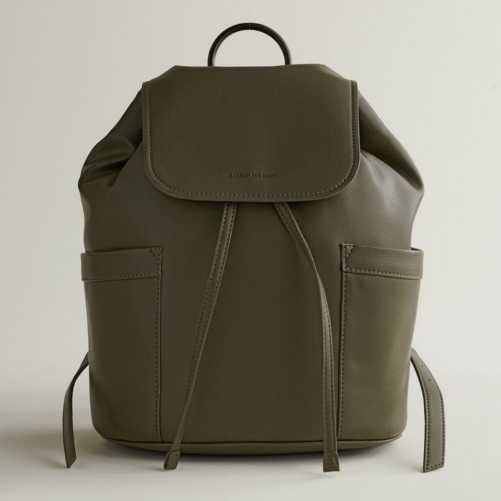 Elisabeth and James Green Vegan Leather Drawstring Backpack